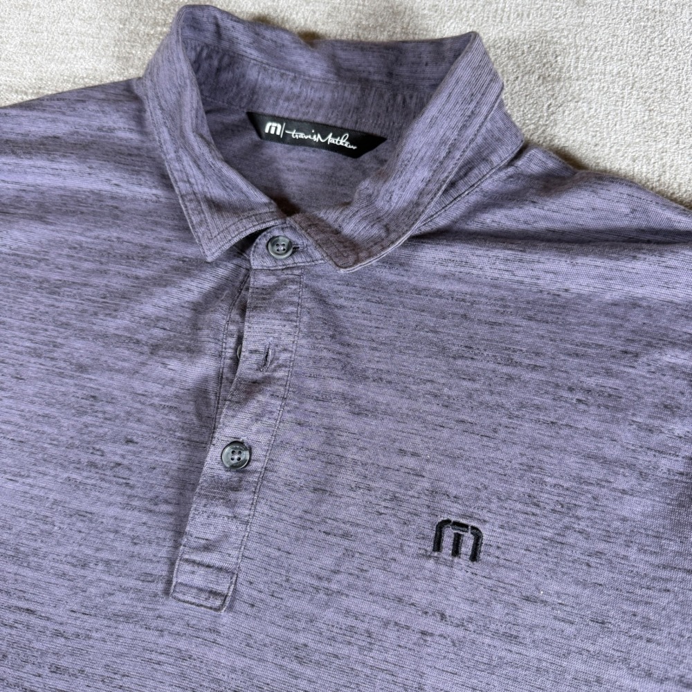 TravisMathew Polo Mens L Purple Heathered Short Sleeve Golf Shirt 1MP011
